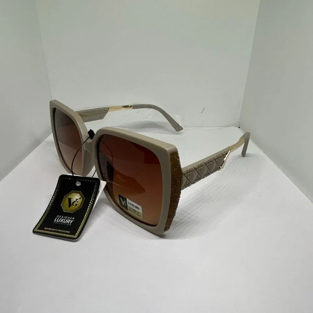 VG Bling Designer Luxury Oversized Square Sunglasses NWT UV400 Protection